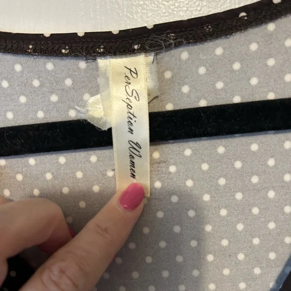 Perseption Brown and Cream A-line Dress with Flutter Sleeves and V-neck - Picture 3 of 3